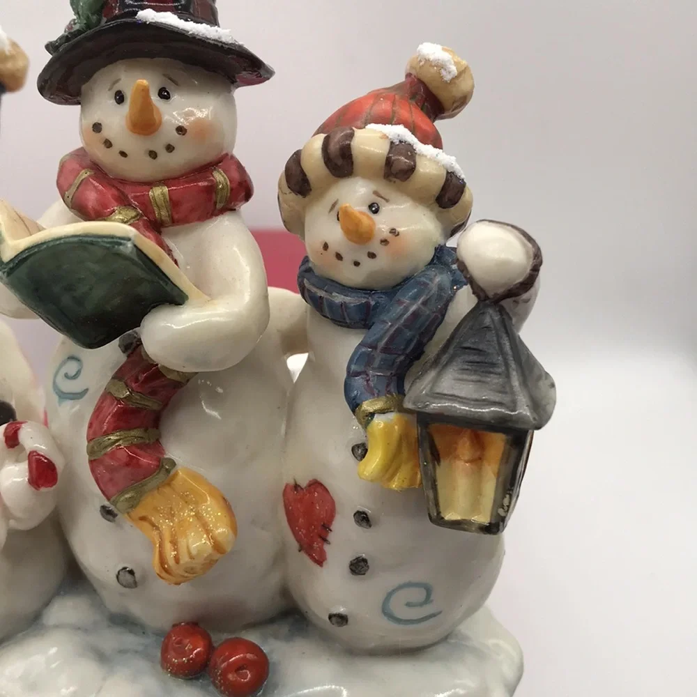 Vintage Heavy Resin Snowman Family Stocking Mantle Hanger 5”x 5” approx - Picture 10 of 12